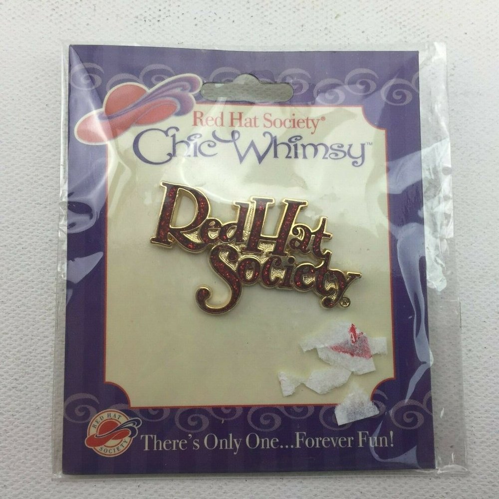Red Hat Society Chic Whimsy Red Jewel Pinback Lapel Pin Clum Brooch
